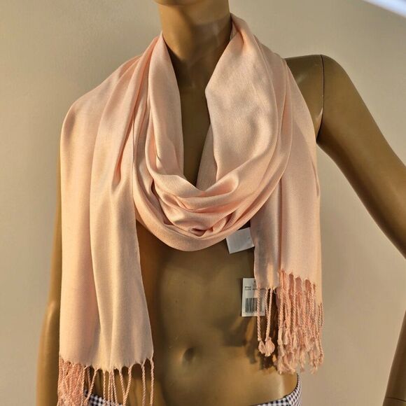 Isa & Stef Womens Shawl Fringe Wrap Scarf 78 x 27 Pale Rose Quartz Color - Picture 4 of 7